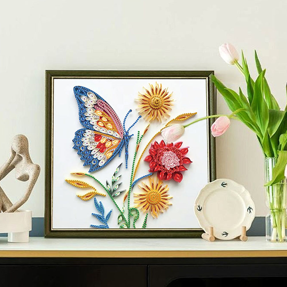 Paper Quilling Butterfly - Special Shaped Drill Diamond Painting 30*30CM