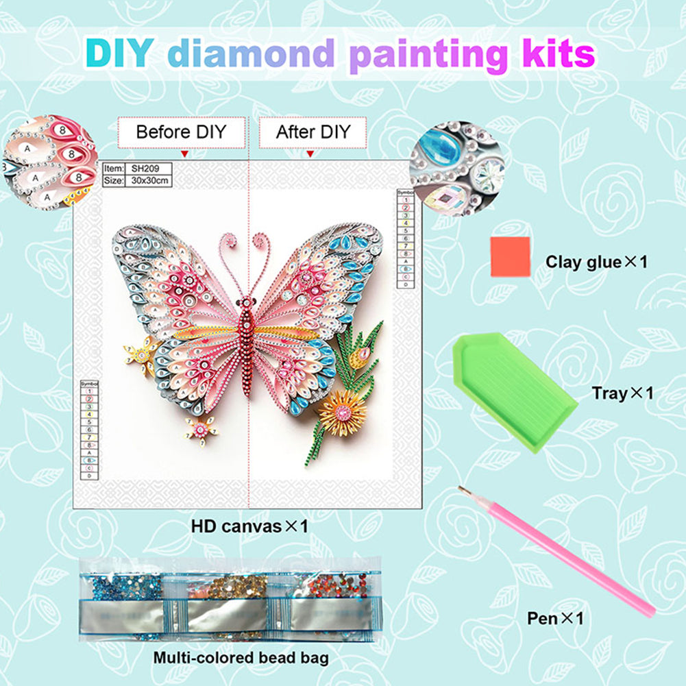 Paper Quilling Butterfly - Special Shaped Drill Diamond Painting 30*30CM