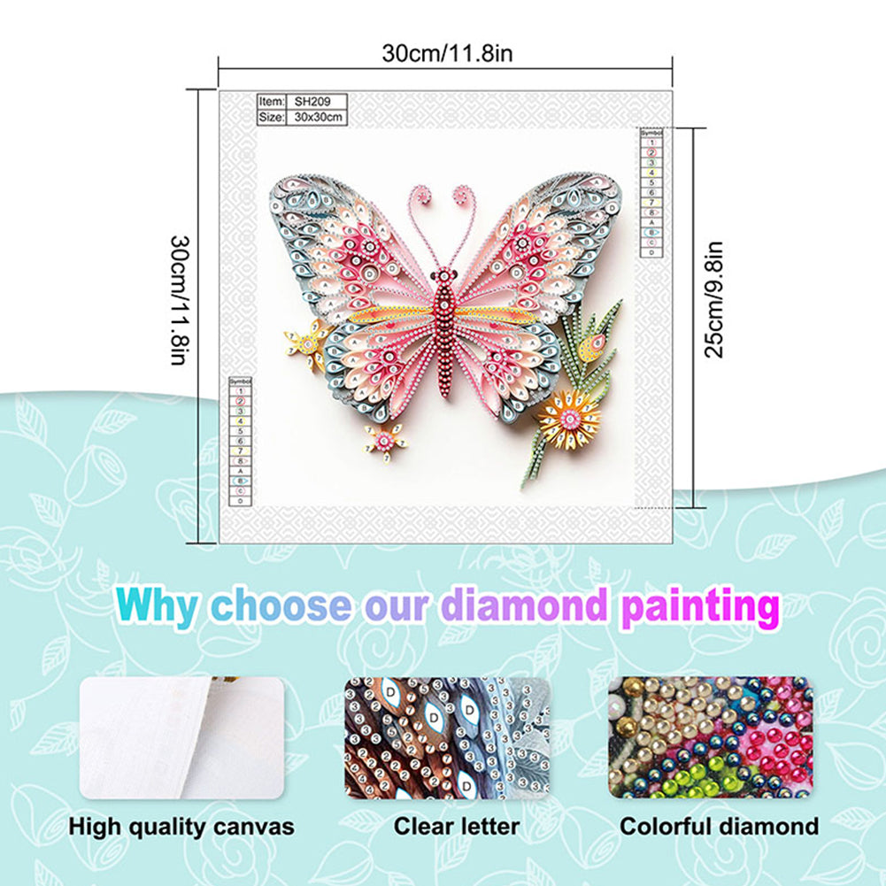 Paper Quilling Butterfly - Special Shaped Drill Diamond Painting 30*30CM