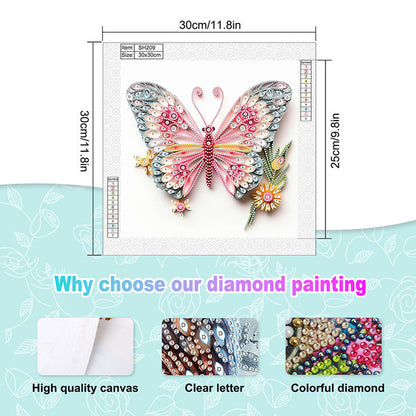 Paper Quilling Butterfly - Special Shaped Drill Diamond Painting 30*30CM