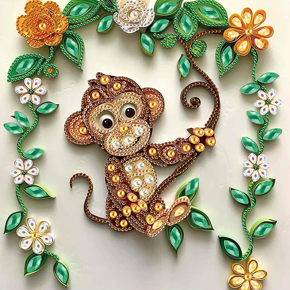 Paper Quilling Monkey - Special Shaped Drill Diamond Painting 30*30CM