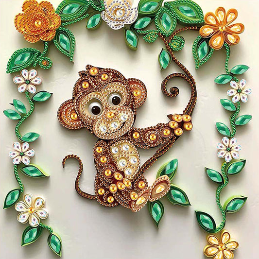 Paper Quilling Monkey - Special Shaped Drill Diamond Painting 30*30CM