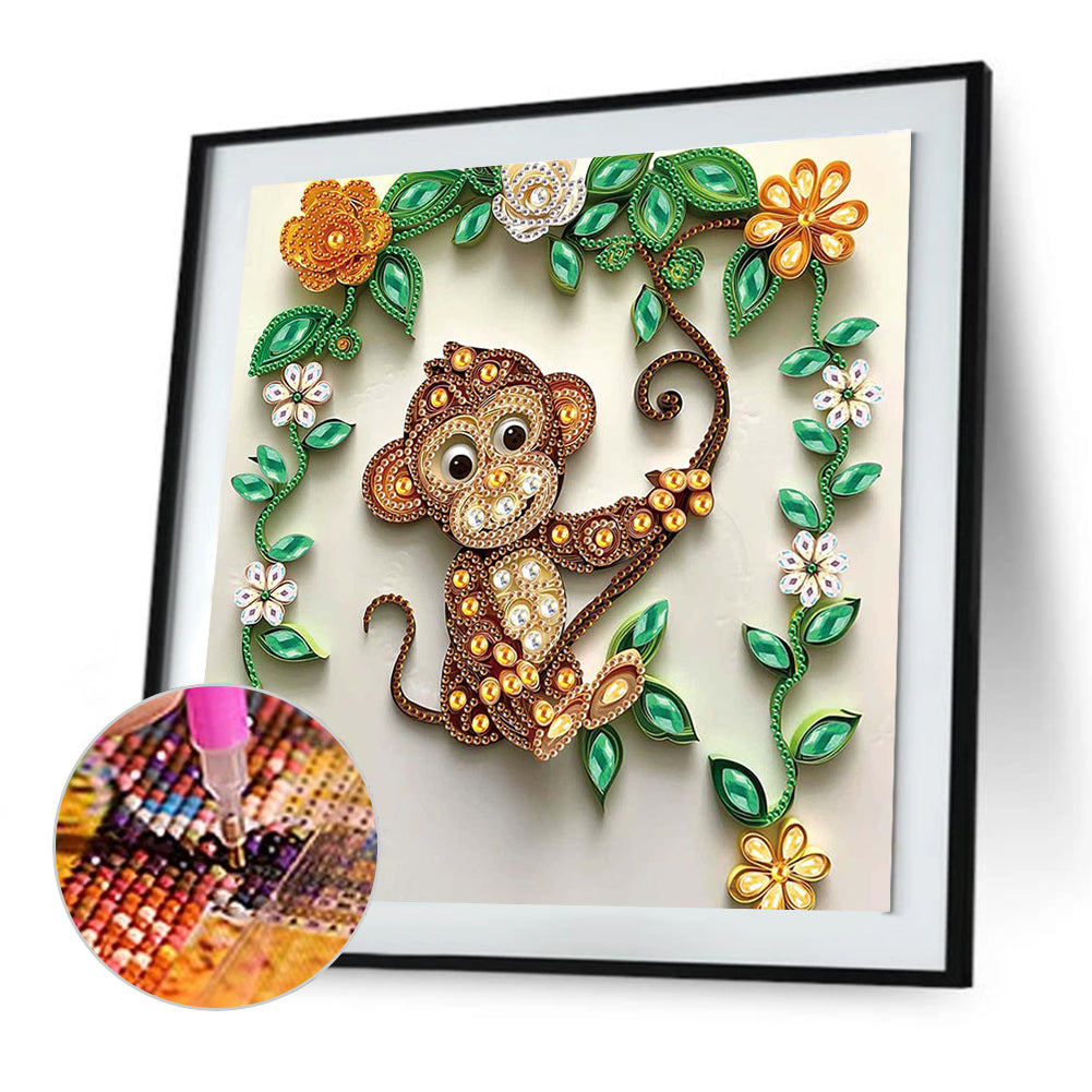 Paper Quilling Monkey - Special Shaped Drill Diamond Painting 30*30CM