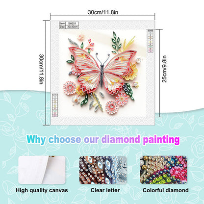 Paper Quilling Butterfly - Special Shaped Drill Diamond Painting 30*30CM