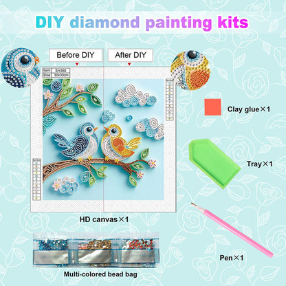 Paper Quilling Bird - Special Shaped Drill Diamond Painting 30*30CM