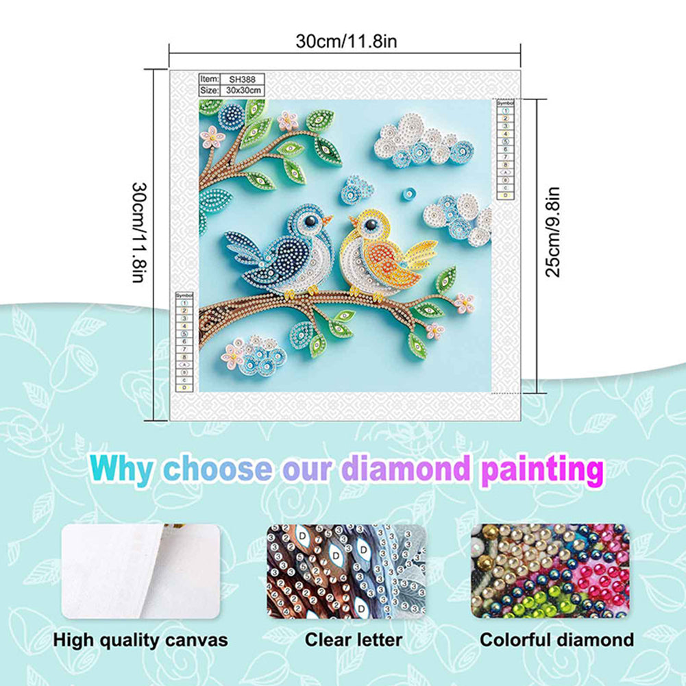 Paper Quilling Bird - Special Shaped Drill Diamond Painting 30*30CM