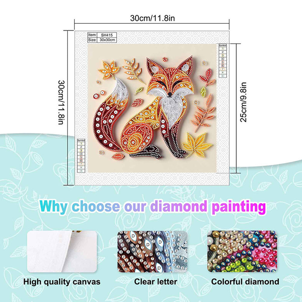 Paper Quilling Fox - Special Shaped Drill Diamond Painting 30*30CM