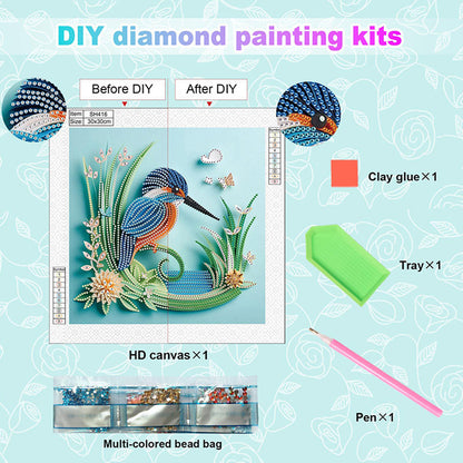 Paper Quilling Bluebird - Special Shaped Drill Diamond Painting 30*30CM