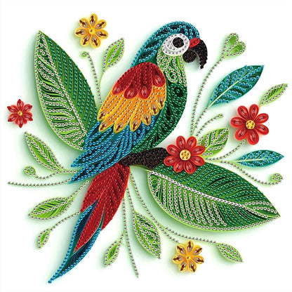 Quilled Parrot - Special Shaped Drill Diamond Painting 30*30CM