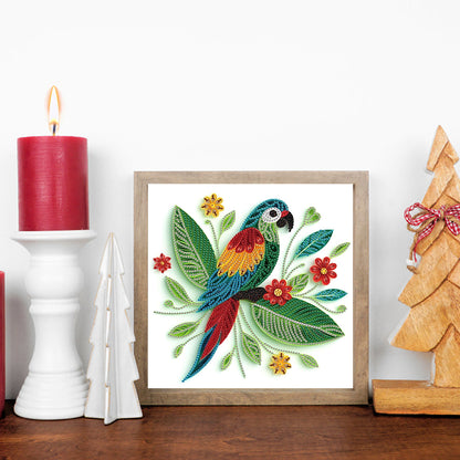 Quilled Parrot - Special Shaped Drill Diamond Painting 30*30CM