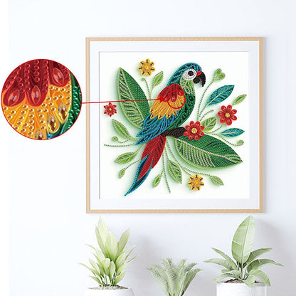 Quilled Parrot - Special Shaped Drill Diamond Painting 30*30CM