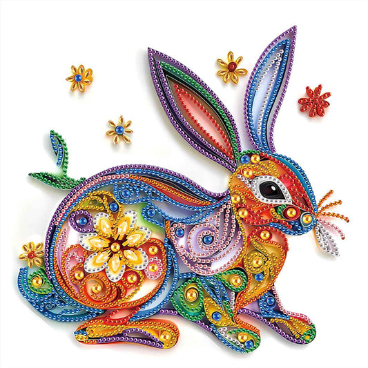 Paper Quilling Rabbit - Special Shaped Drill Diamond Painting 30*30CM