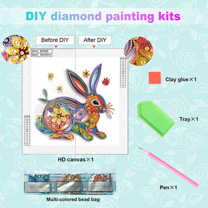 Paper Quilling Rabbit - Special Shaped Drill Diamond Painting 30*30CM