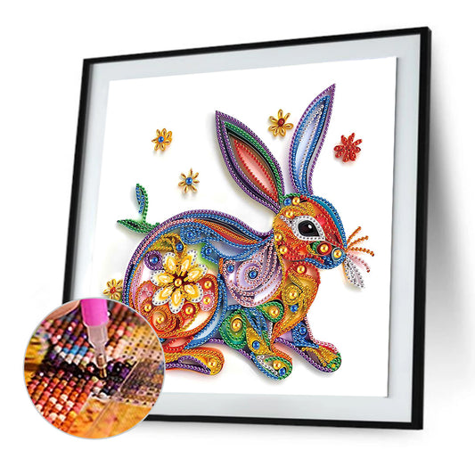 Paper Quilling Rabbit - Special Shaped Drill Diamond Painting 30*30CM