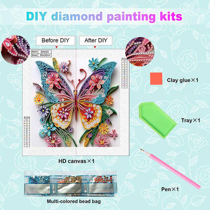 Paper Quilling Butterfly - Special Shaped Drill Diamond Painting 30*30CM