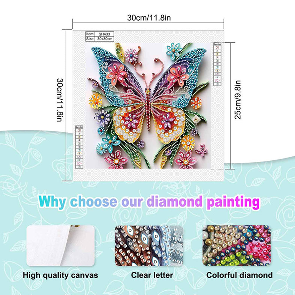 Paper Quilling Butterfly - Special Shaped Drill Diamond Painting 30*30CM