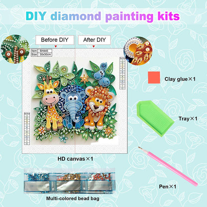 Paper Quilling Lion - Special Shaped Drill Diamond Painting 30*30CM