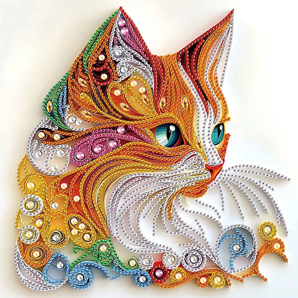 Paper Quilling Cat - Special Shaped Drill Diamond Painting 30*30CM