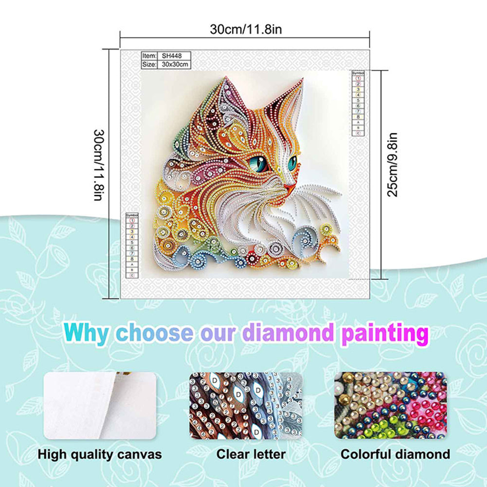 Paper Quilling Cat - Special Shaped Drill Diamond Painting 30*30CM
