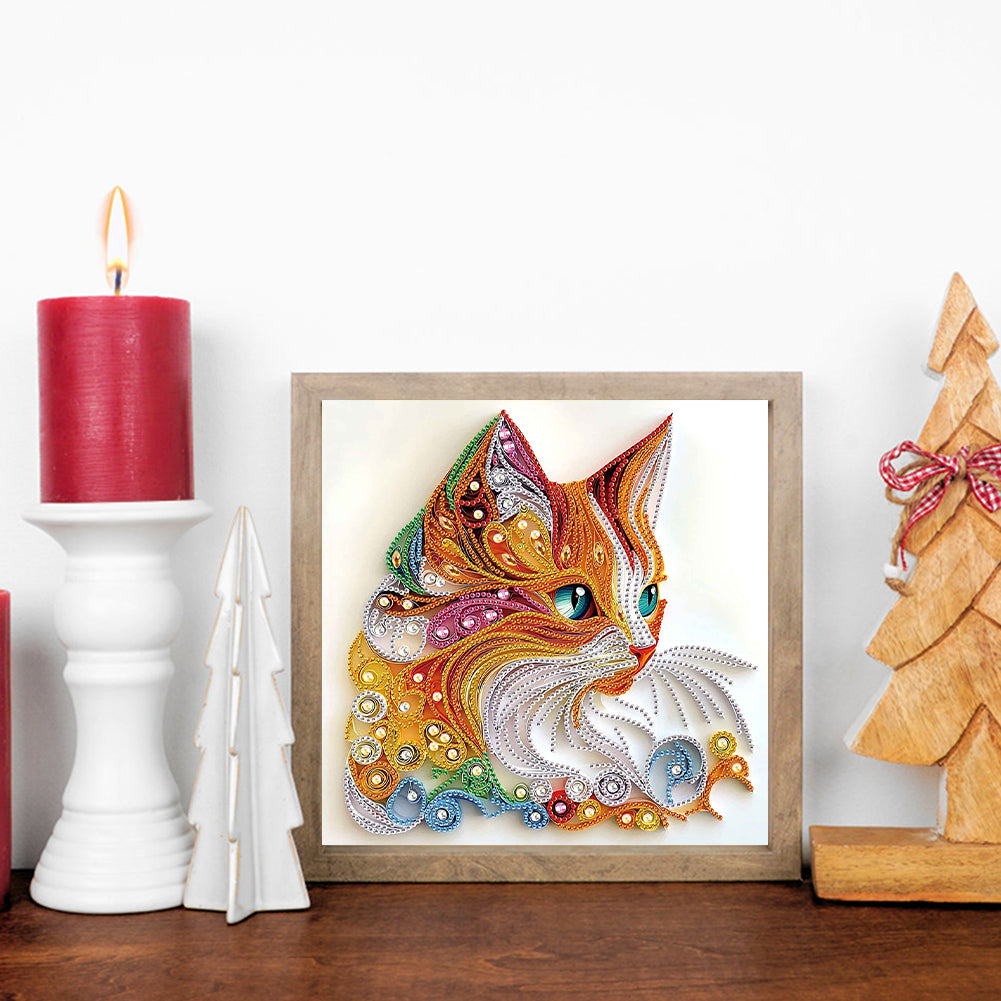 Paper Quilling Cat - Special Shaped Drill Diamond Painting 30*30CM