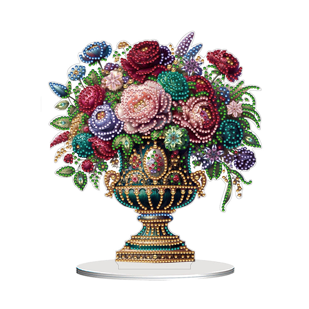 2D Flat Vase DIY Desktop Diamond Art Kits Diamond Painting Desktop Ornaments Kit