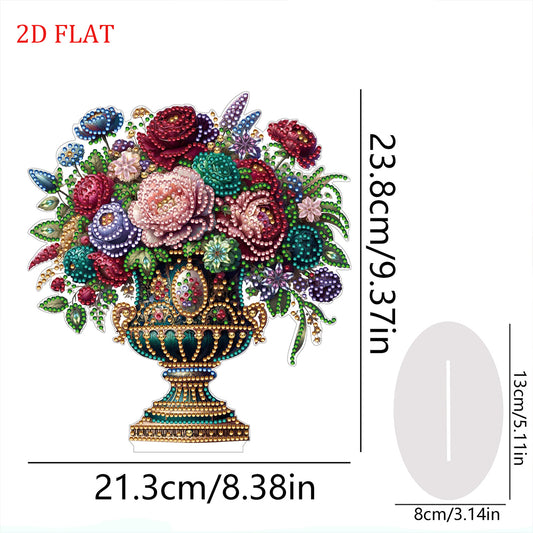 2D Flat Vase DIY Desktop Diamond Art Kits Diamond Painting Desktop Ornaments Kit