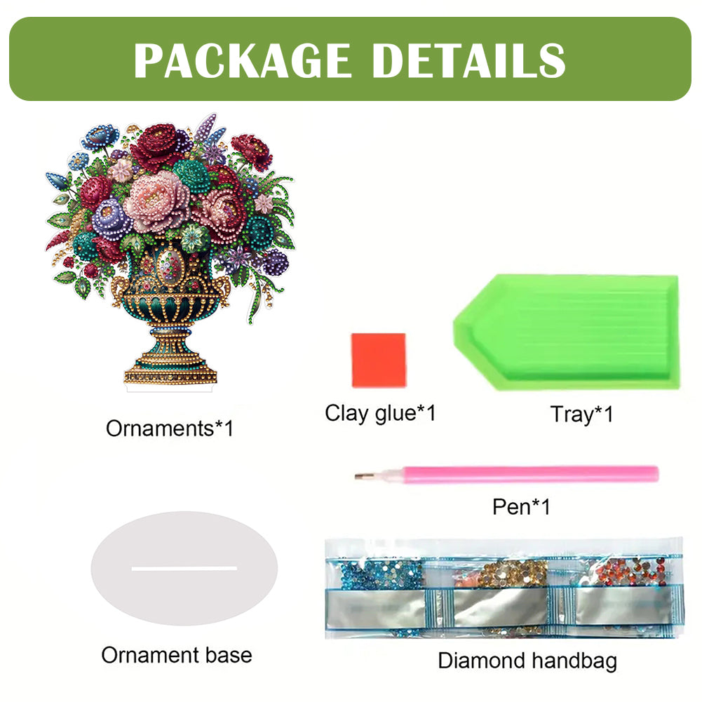 2D Flat Vase DIY Desktop Diamond Art Kits Diamond Painting Desktop Ornaments Kit
