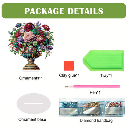 2D Flat Vase DIY Desktop Diamond Art Kits Diamond Painting Desktop Ornaments Kit