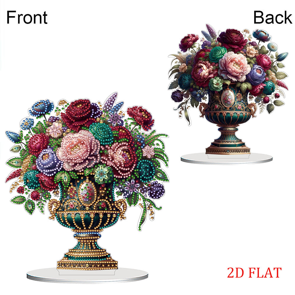 2D Flat Vase DIY Desktop Diamond Art Kits Diamond Painting Desktop Ornaments Kit