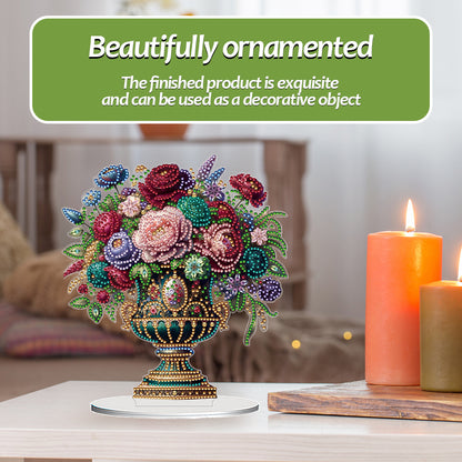 2D Flat Vase DIY Desktop Diamond Art Kits Diamond Painting Desktop Ornaments Kit