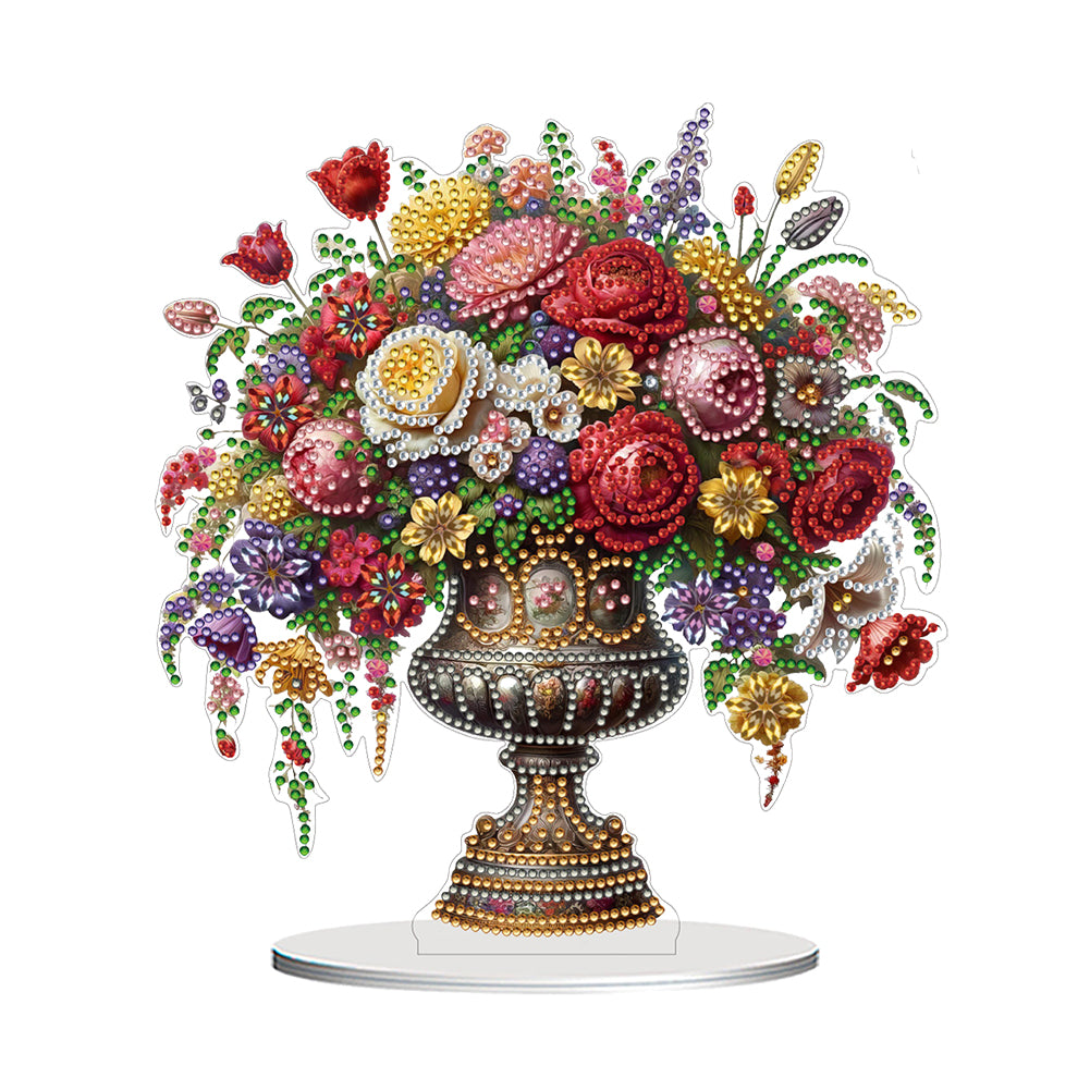 2D Flat Vase DIY Desktop Diamond Art Kits Diamond Painting Desktop Ornaments Kit