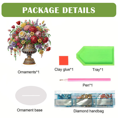 2D Flat Vase DIY Desktop Diamond Art Kits Diamond Painting Desktop Ornaments Kit