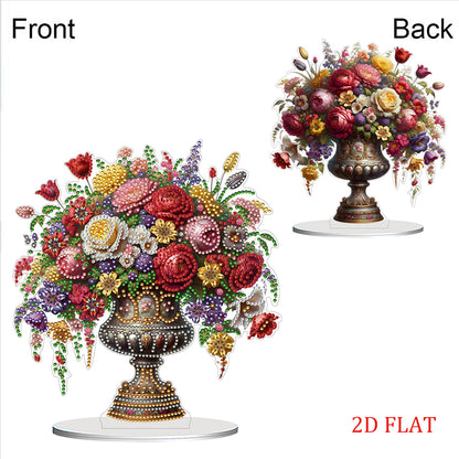 2D Flat Vase DIY Desktop Diamond Art Kits Diamond Painting Desktop Ornaments Kit