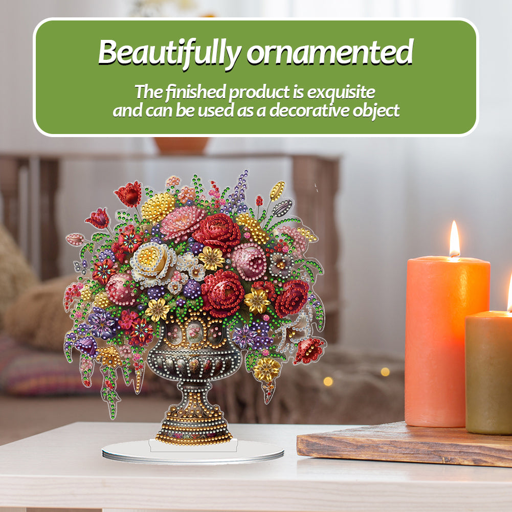 2D Flat Vase DIY Desktop Diamond Art Kits Diamond Painting Desktop Ornaments Kit