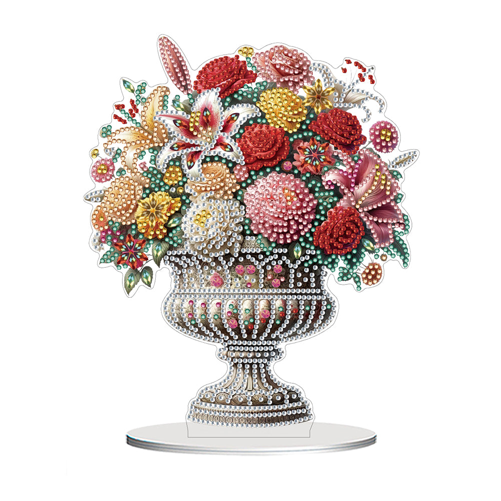 2D Flat Vase DIY Desktop Diamond Art Kits Diamond Painting Desktop Ornaments Kit