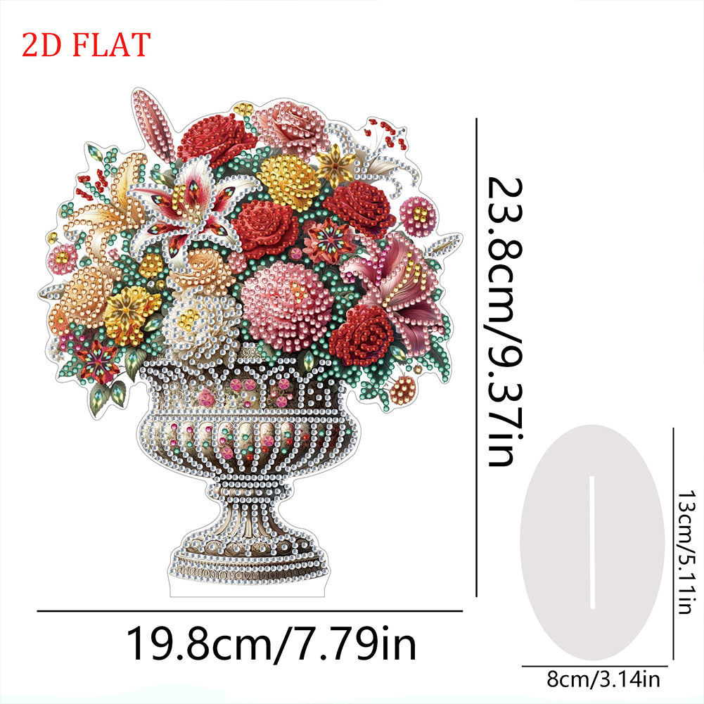2D Flat Vase DIY Desktop Diamond Art Kits Diamond Painting Desktop Ornaments Kit