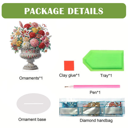 2D Flat Vase DIY Desktop Diamond Art Kits Diamond Painting Desktop Ornaments Kit