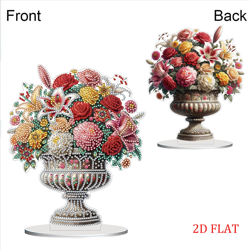 2D Flat Vase DIY Desktop Diamond Art Kits Diamond Painting Desktop Ornaments Kit