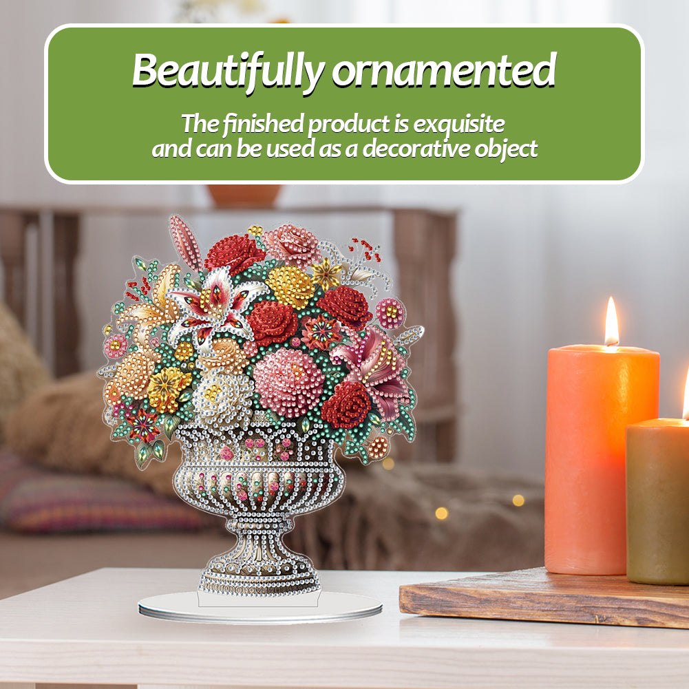 2D Flat Vase DIY Desktop Diamond Art Kits Diamond Painting Desktop Ornaments Kit