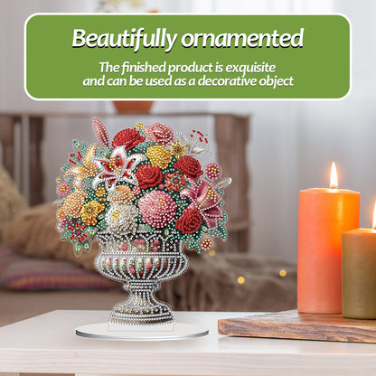 2D Flat Vase DIY Desktop Diamond Art Kits Diamond Painting Desktop Ornaments Kit