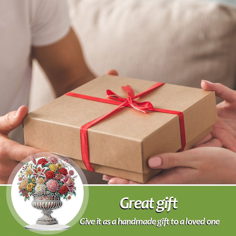 2D Flat Vase DIY Desktop Diamond Art Kits Diamond Painting Desktop Ornaments Kit