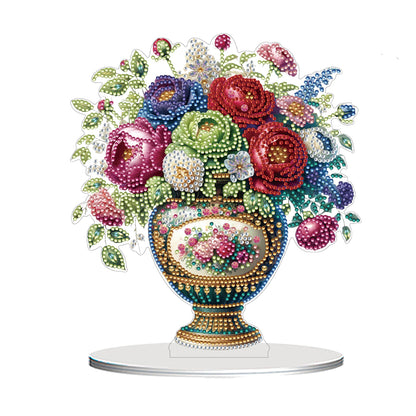 2D Flat Vase DIY Desktop Diamond Art Kits Diamond Painting Desktop Ornaments Kit