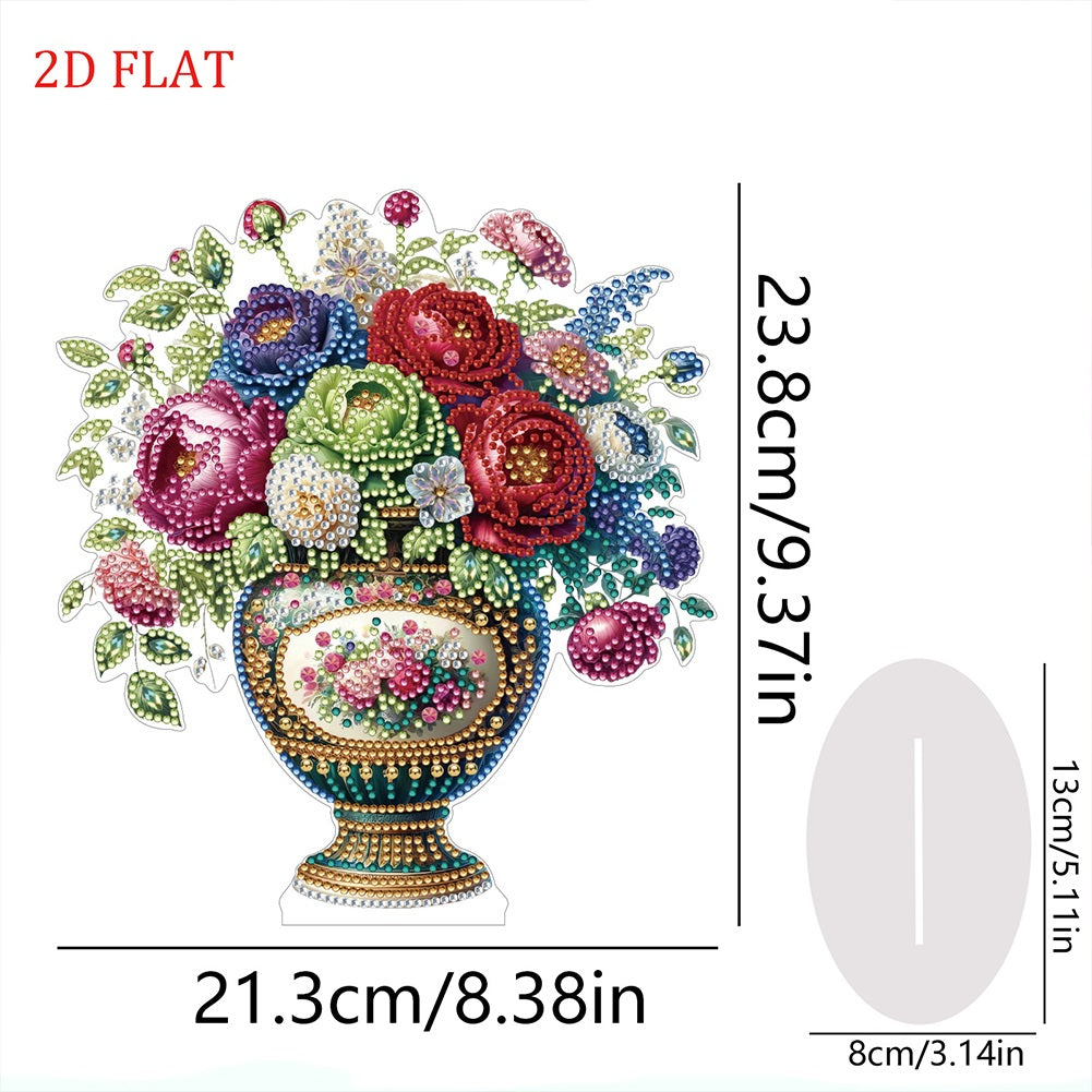 2D Flat Vase DIY Desktop Diamond Art Kits Diamond Painting Desktop Ornaments Kit