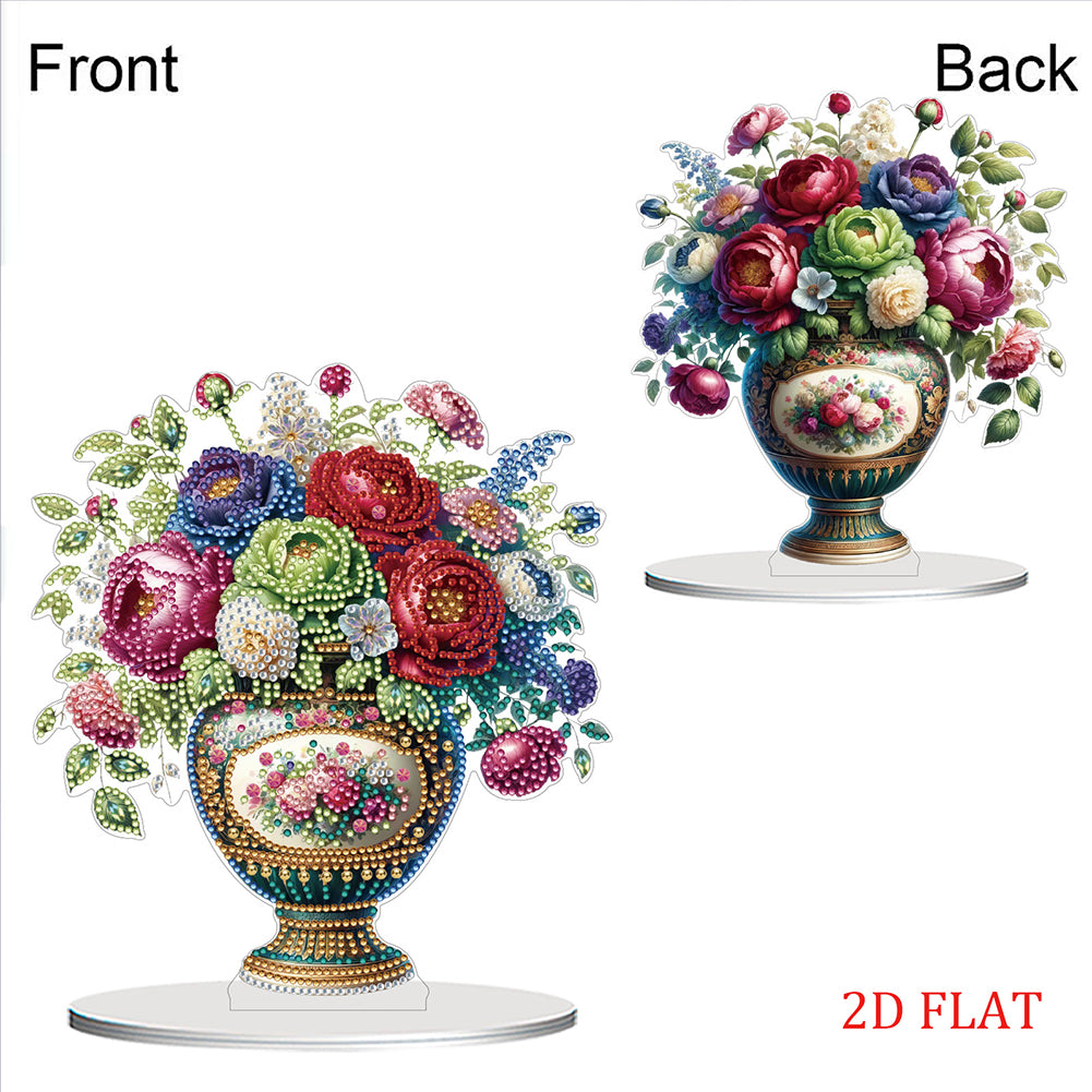 2D Flat Vase DIY Desktop Diamond Art Kits Diamond Painting Desktop Ornaments Kit