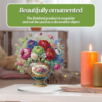 2D Flat Vase DIY Desktop Diamond Art Kits Diamond Painting Desktop Ornaments Kit