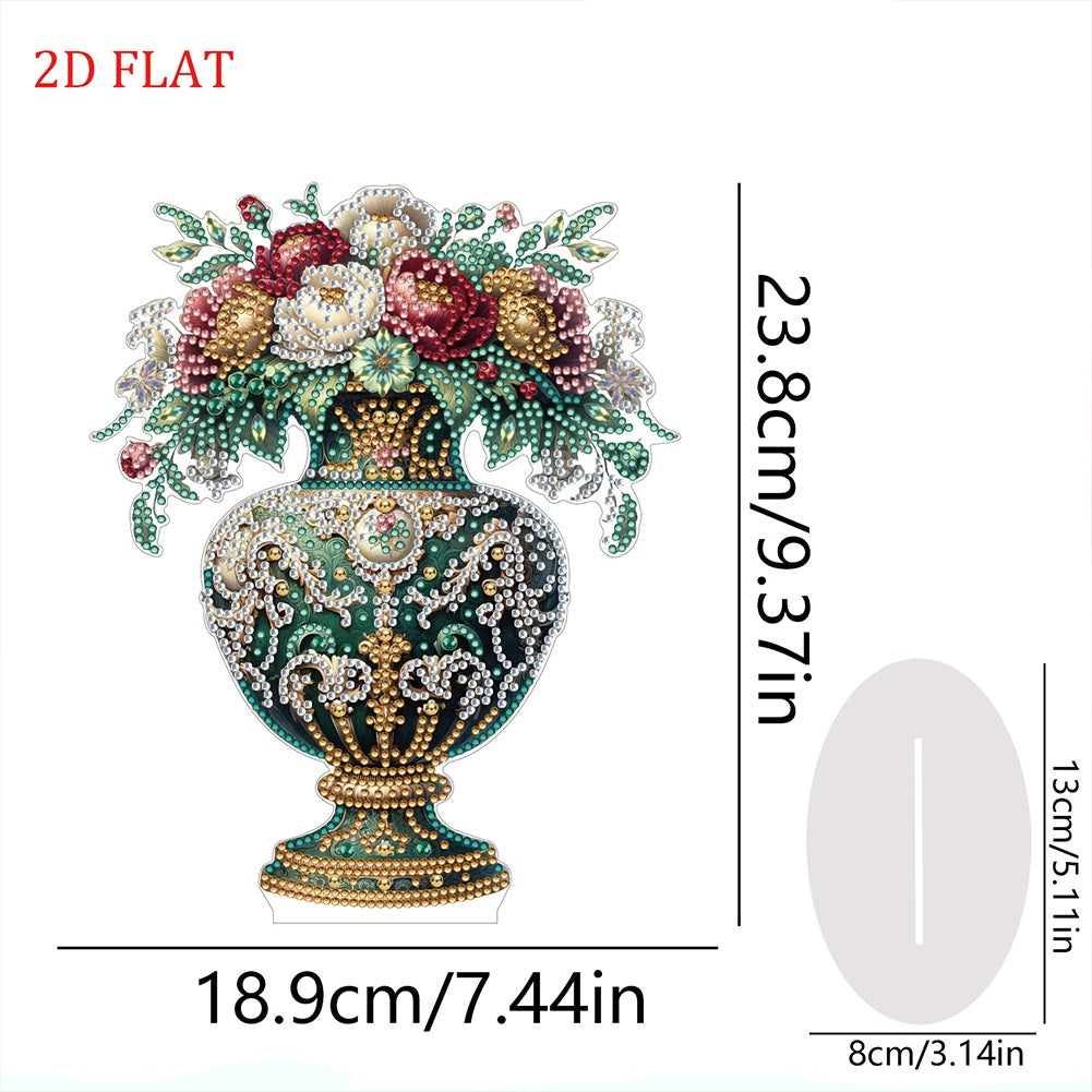 2D Flat Vase DIY Desktop Diamond Art Kits Diamond Painting Desktop Ornaments Kit