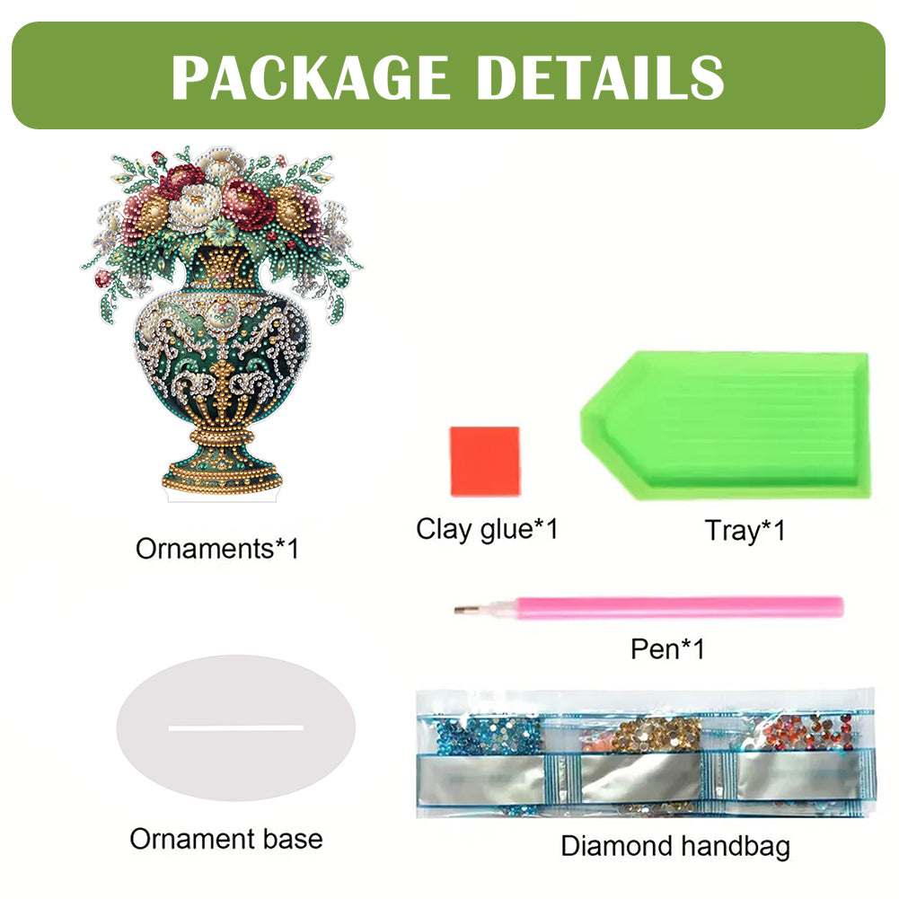2D Flat Vase DIY Desktop Diamond Art Kits Diamond Painting Desktop Ornaments Kit
