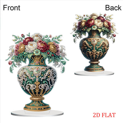 2D Flat Vase DIY Desktop Diamond Art Kits Diamond Painting Desktop Ornaments Kit