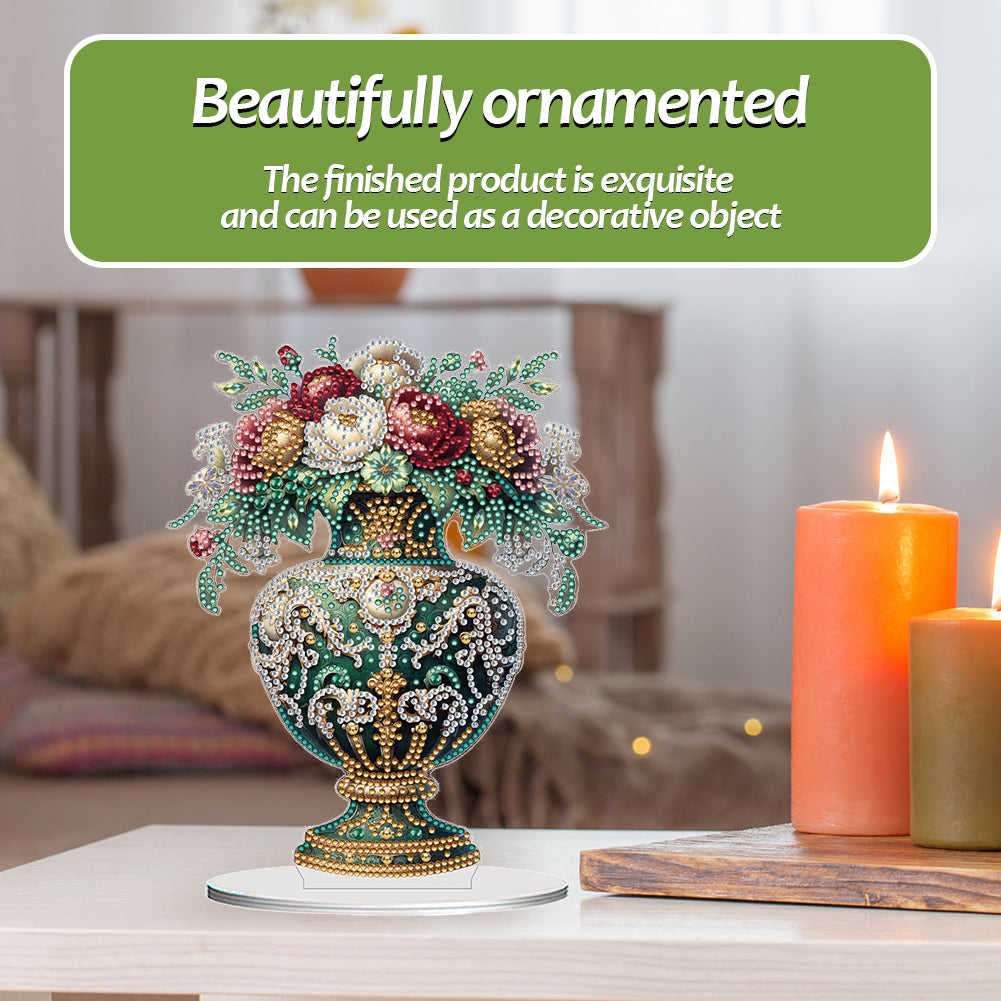 2D Flat Vase DIY Desktop Diamond Art Kits Diamond Painting Desktop Ornaments Kit