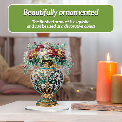 2D Flat Vase DIY Desktop Diamond Art Kits Diamond Painting Desktop Ornaments Kit